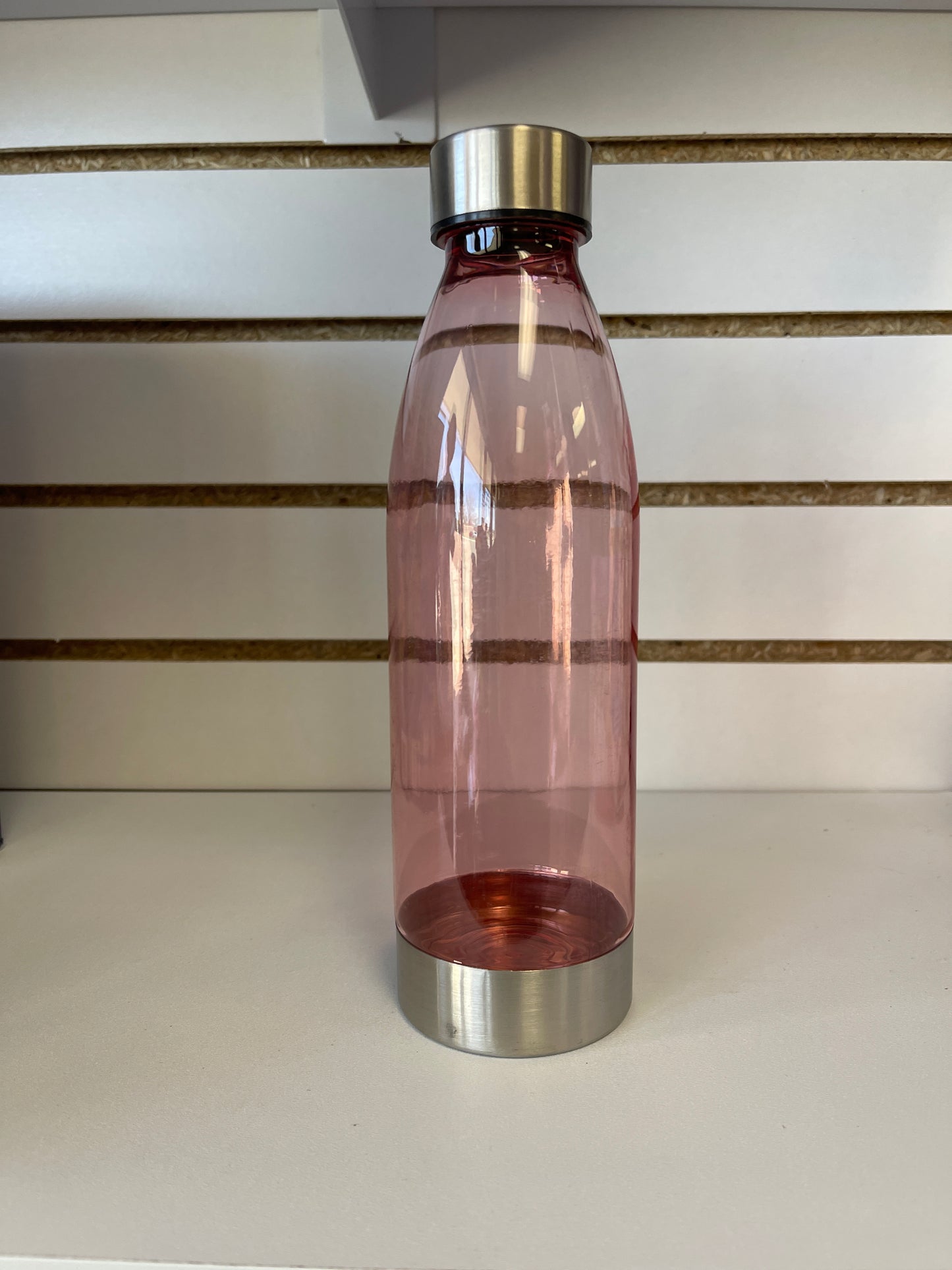Pink clear water bottle