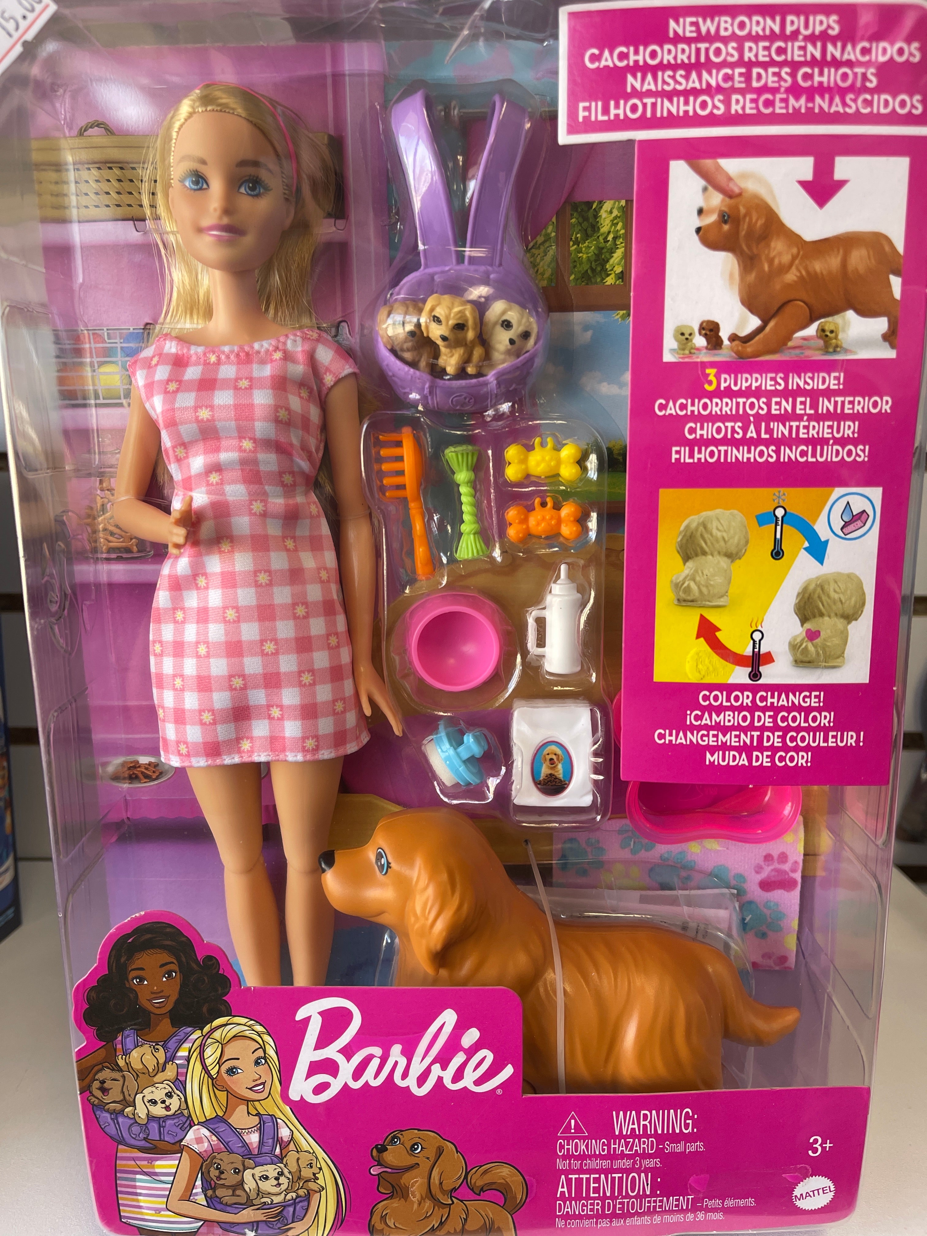 Barbie newborn pups hot sale doll & pets